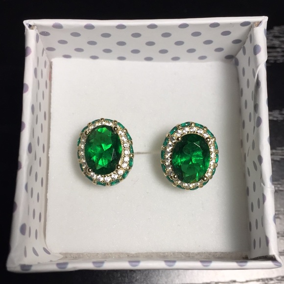 Jewelry - Lab Created Emerald Stud Earrings